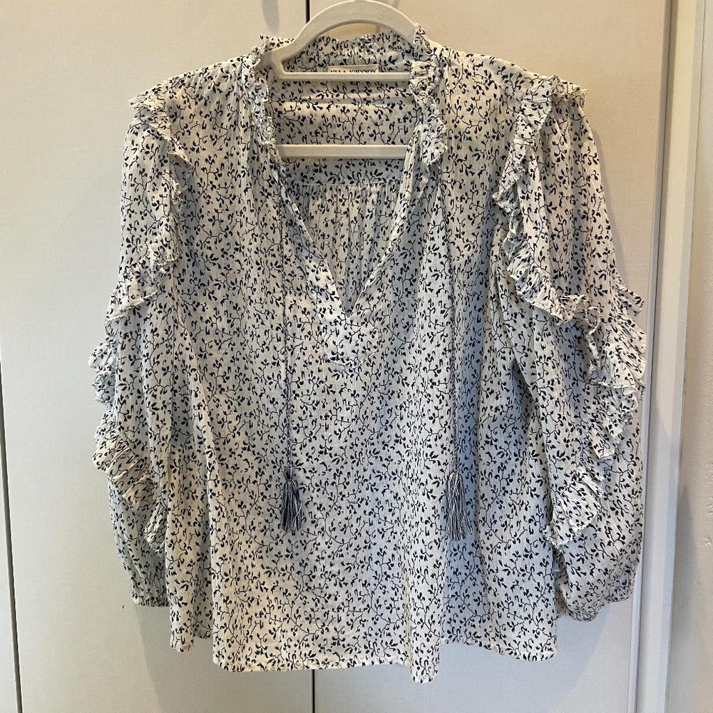Ulla Johnson blue & white floral print top. Size 2